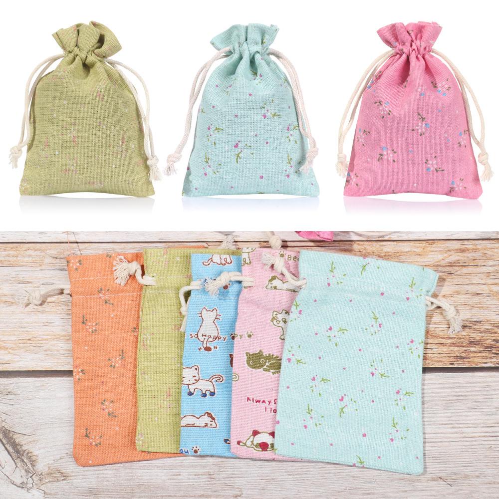 10 Túi Dây Rút Vải Lanh Chất Lượng Cao Dùng Đựng Trang Sức