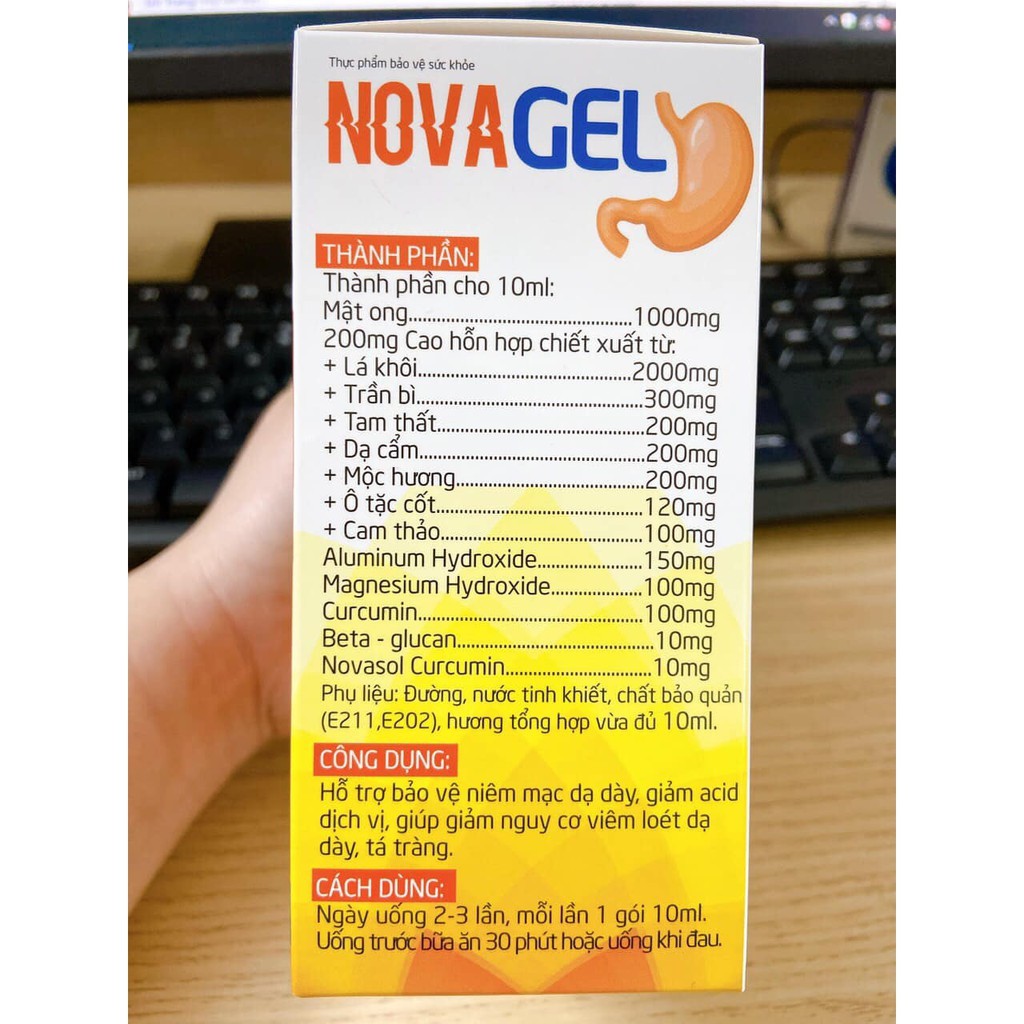 Novagel hỗ trợ giảm đau dạ dày bảo vệ niêm mạc dạ dày Nova gel Hộp 20 gói - Coastlinecare pharmacy