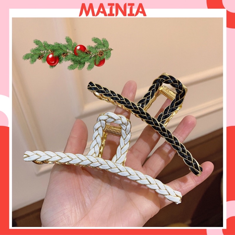 [SẴN] Kẹp Tóc Càng Cua Kim Loại Hàn Quốc Hình Đan Sang Chảnh Qúy Phái Size To 11 Cm Mainia Shop