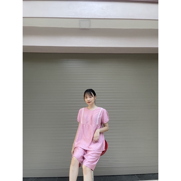 Bộ đồ bầu mặc nhà BB8 thiết kế thời trang chất đũi mát mùa hè