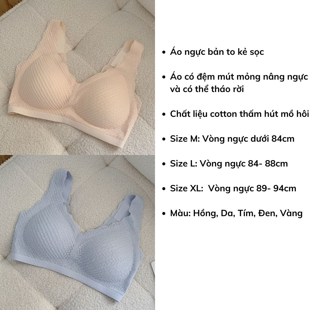 Áo ngực nữ không gọng mút mỏng bản to mặc mềm mại dễ chịu thoải mái DOPICO A3289