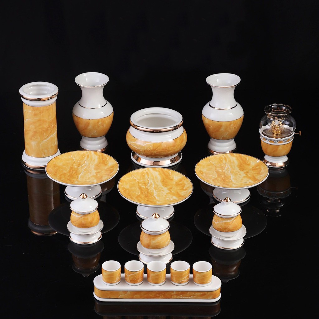 BỘ THỜ CÚNG ĐÁ HOA CƯƠNG VÂNG VÀNG ĐỦ SIZE,ĐỦ BỘ