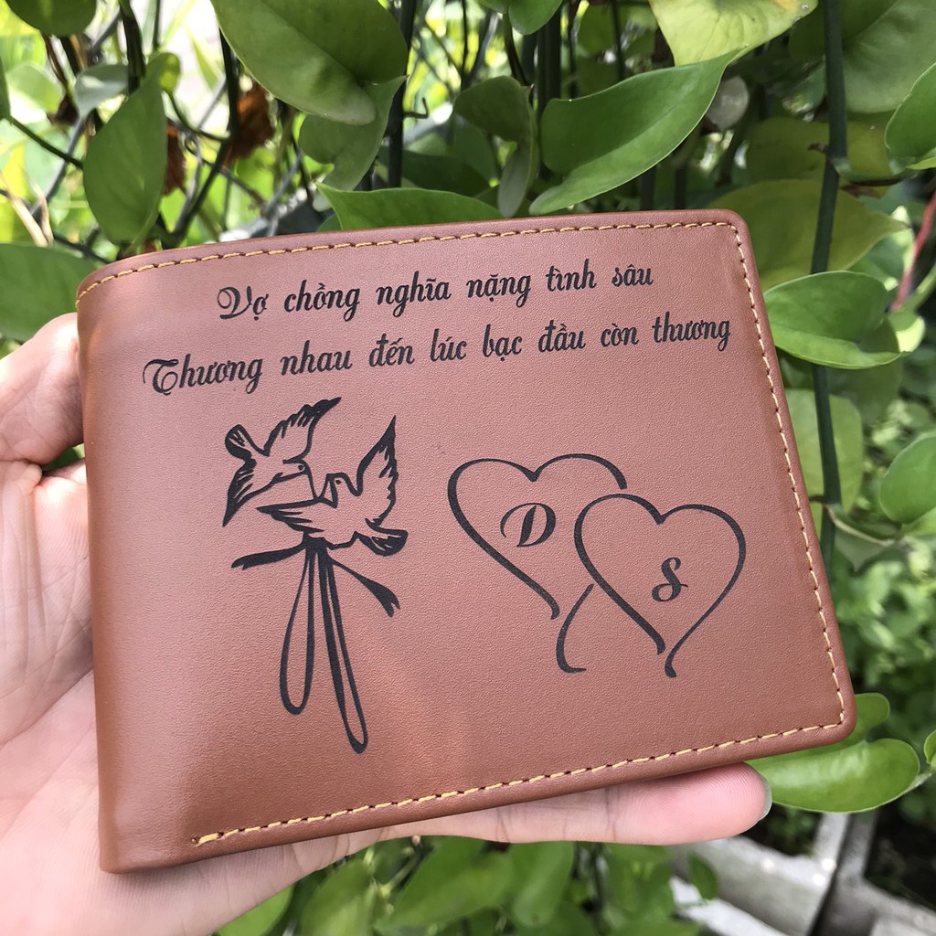 Ví Nam Da Bò Thật Khắc Chữ Khắc Hình Ảnh Theo Yêu Cầu️ Khắc Bằng Tia LASER  Bảo Hành 12 Tháng
