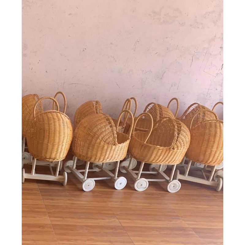 Giá xưởng - Xe đẩy mây cho bé xe nôi mây siêu xinh decor nhà cửa phụ kiện chụp hình studio