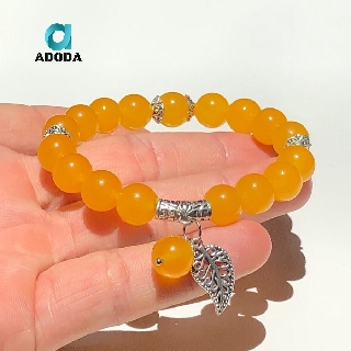 Vòng Tay Phong Thủy Màu Vàng ADODA Dành Cho Nữ Mệnh Kim Và Thổ, Size 10mm/10li
