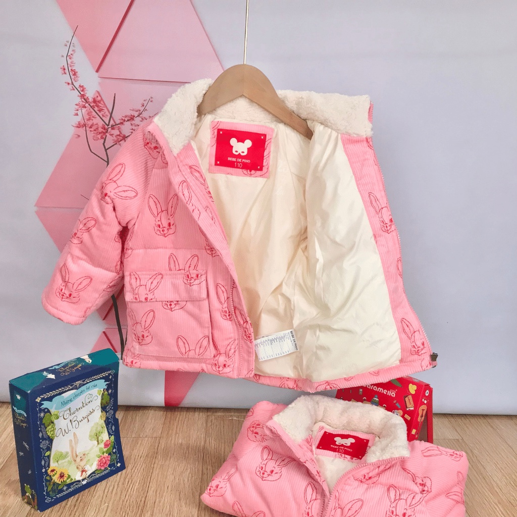 Áo khoác cho bé gái Bebe De Pino áo khoác nhung tăm xuất Hàn cho bé 4-7 tuổi-DA2311