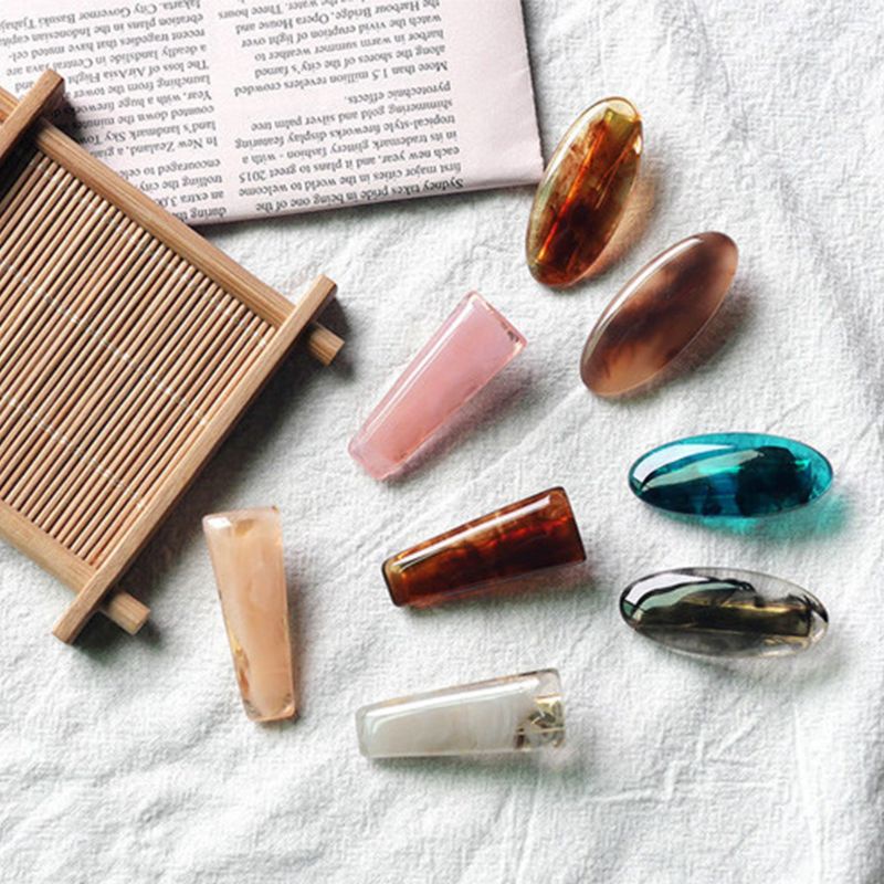 Kẹp Tóc Acrylic Màu Trong Suốt Hình Bầu Dục Thời Trang Cho Nữ