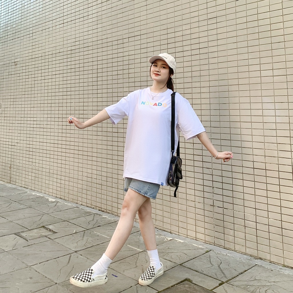 Áo Phông Nam / Nữ Tay Lỡ Unisex Novado Fashion Cotton 4 Chiều Form Rộng Dày Dặn Thoáng Mát Trắng N11T-CV