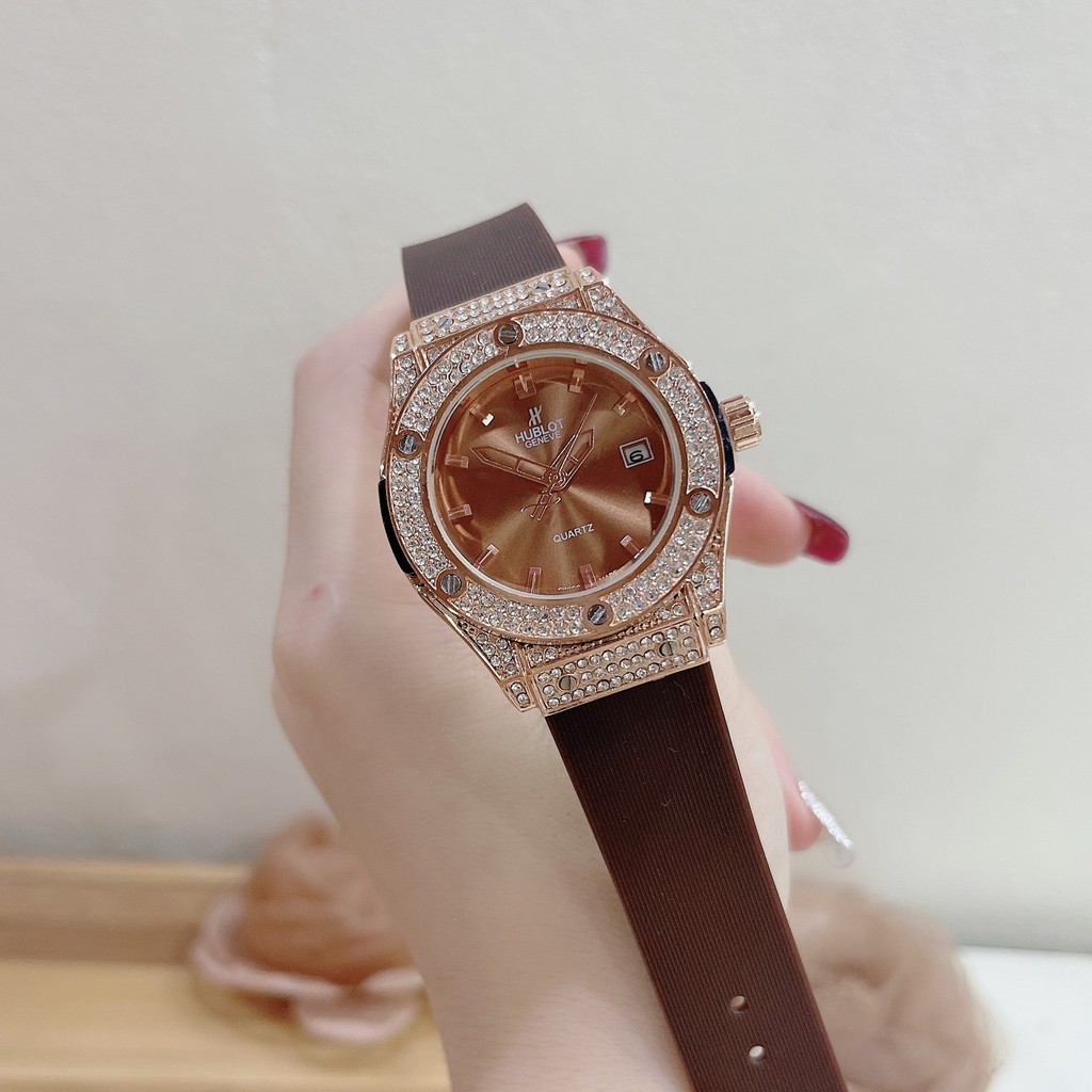 (Hublot hương vani) Đồng hồ nữ Hublot, dây silicon, hàng full box (601), thẻ bảo hành 12 tháng | BigBuy360 - bigbuy360.vn