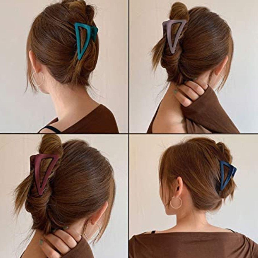 JUNE Kẹp Tóc Nữ Hình Tam Giác Bằng Nhựa Mờ / Matte