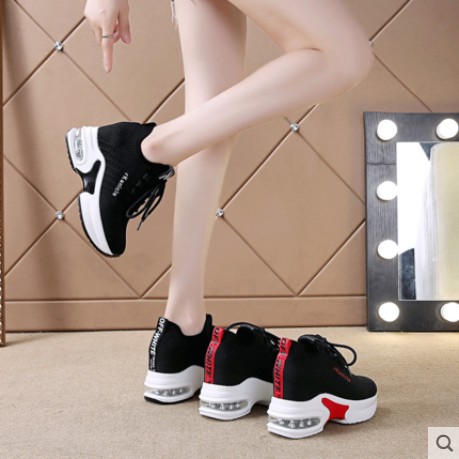 T15 giầy thể thao nữ độn đế màu đen cá tính