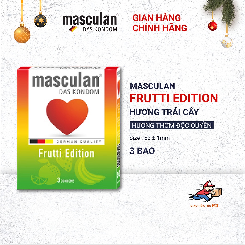 Bao cao su Masculan Frutti Edition - 3 Mùi hương độc đáo - 3 Màu sắc độc đáo