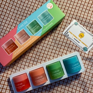 Set mặt nạ ngủ môi gồm 4 hũ nhỏ thuộc dòng mặt nạ ngủ môi Laneige