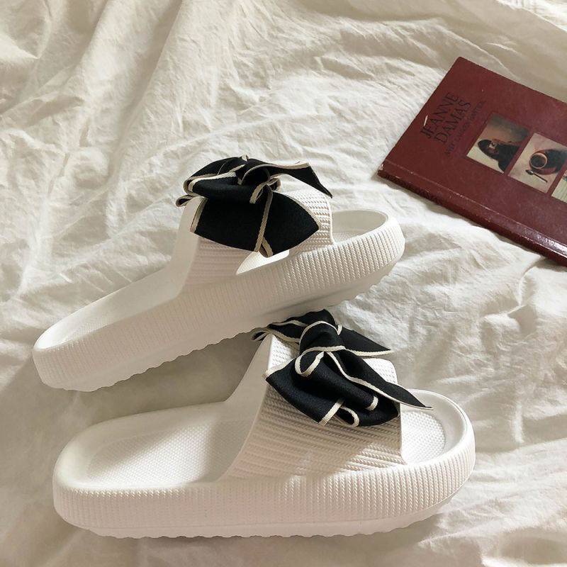 Dép nơ tiểu thư siêu xinh 2 màu trắng đen ngọt ngào đáng yêu