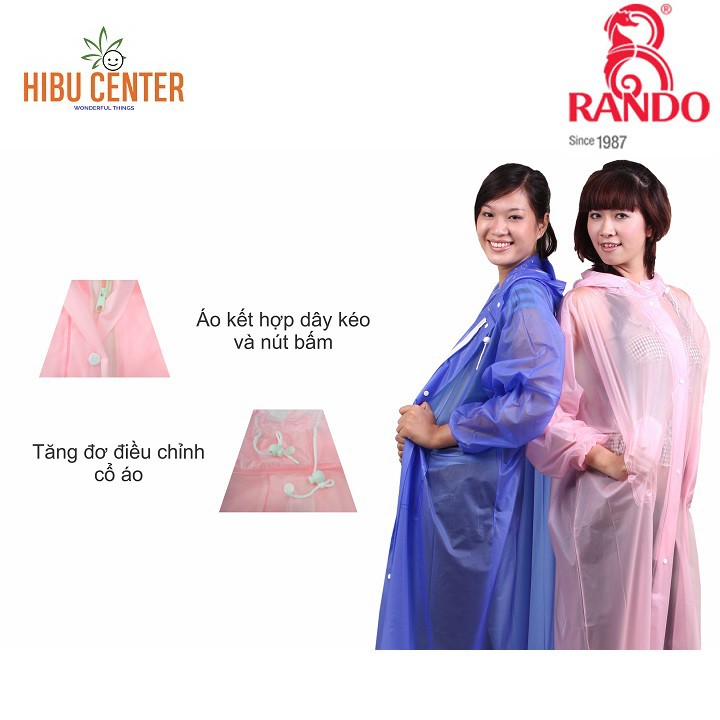 Áo Mưa RANDO Poncho Dây Kéo Trong Màu | Trẻ Trung, Thời Trang, Gọn Nhẹ | hibucenter