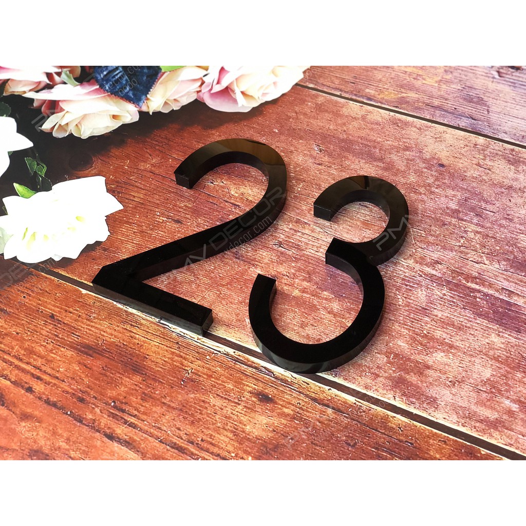 SỐ NỔI THEO YÊU CẦU. KT: 15*30cm, Mặt mica, chân xốp đen cao 2cm, màu theo yêu cầu. SN-PMV112