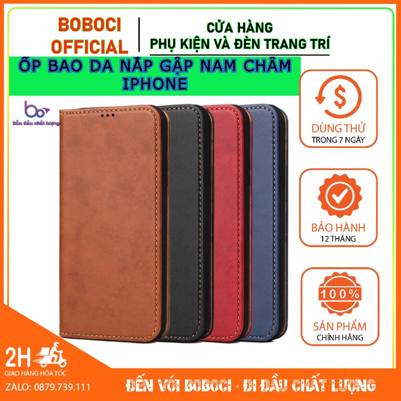 Ốp bao da IPHONE nắp gập kèm ví có nam châm hút 6 6S 6SPLUS 7 8 7PLUS 8PLUS X XR XSMAX 11 11PROMAX 12 12PRO 13PROMAX