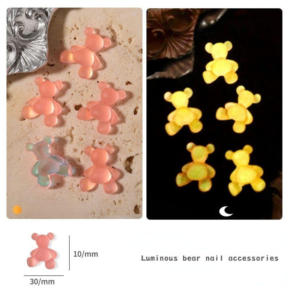 QQMALL Màu Sắc Phụ Kiện Trang Trí Móng Tay Hình Gấu Thay Đổi Màu Xinh Xắn