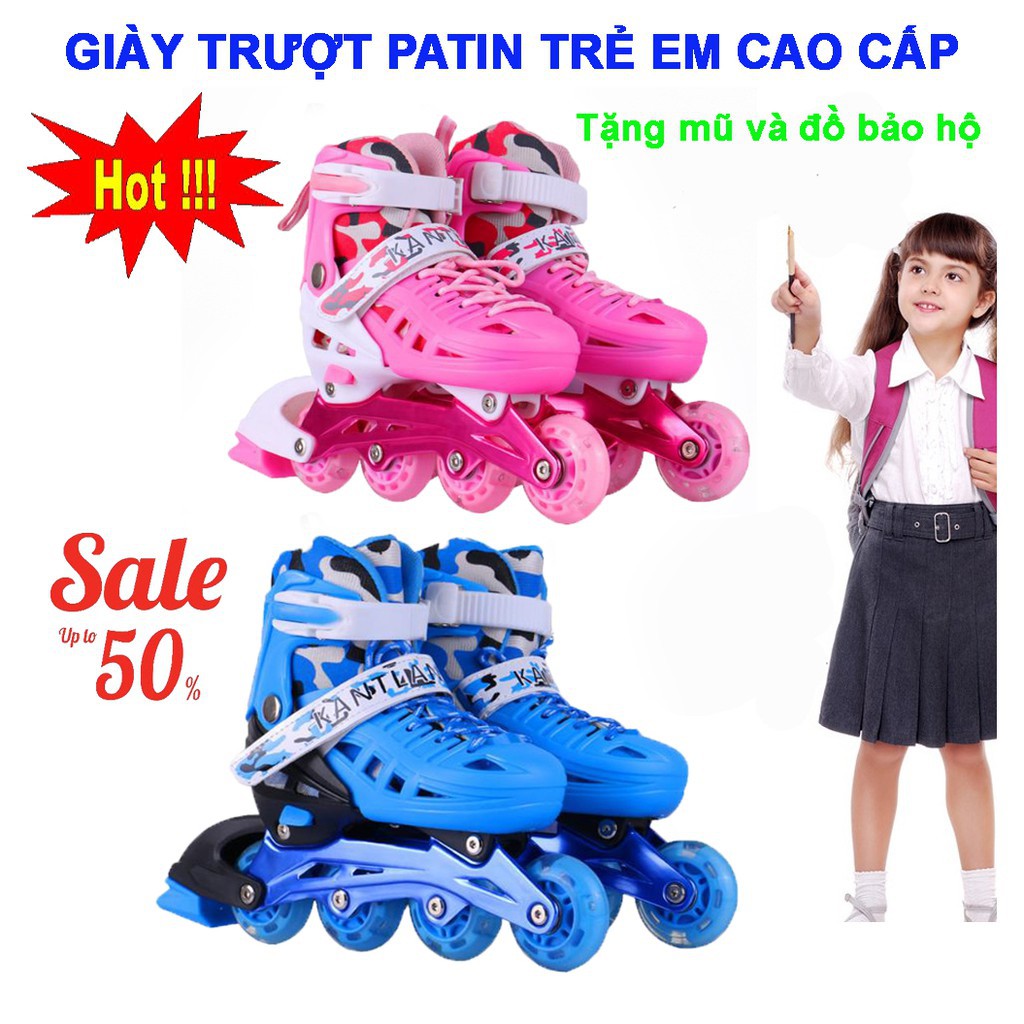 trẻ xe đẩy trẻ em Mua Ba Tanh, Giày Trượt Patin Trẻ Em Cao Cấp Mẫu Mới PT-374 ( Tặng Kèm Bộ Bảo Vệ Tay Chân Và Mũ Bảo H