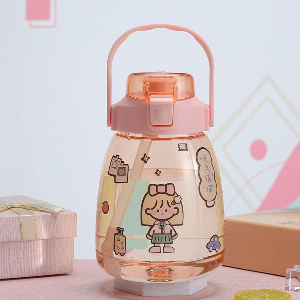 Bình Nước Dung Tích Lớn 1300ml Kèm Ống Hút Dễ Thương Xinh Xắn