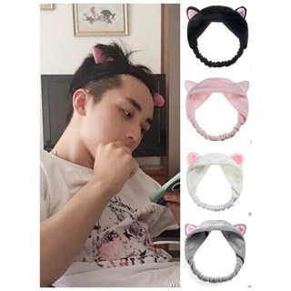 Băng đô rửa mặt tai mèo bốn màu hot: Trắng, Hồng, Xám, Đen