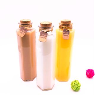 Lọ thủy tinh lục giác nắp gỗ 350ml