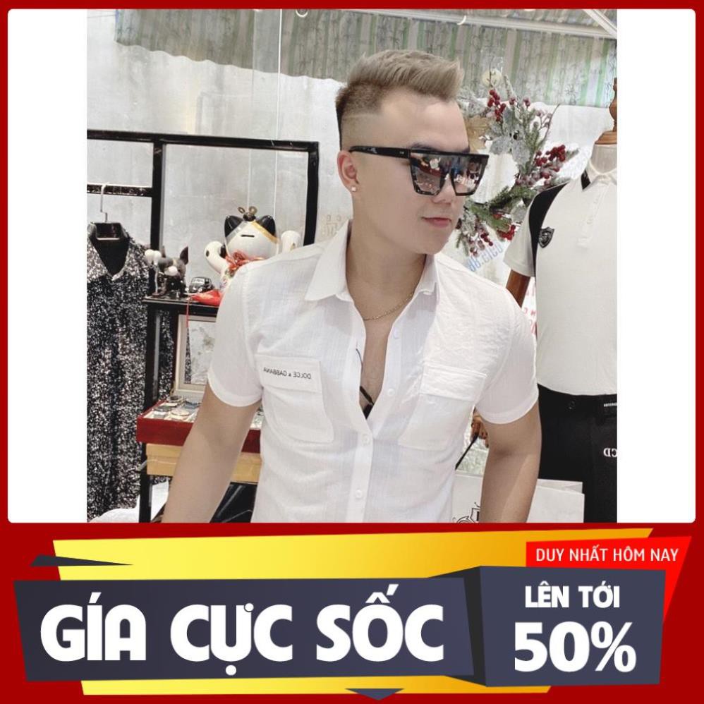 ⚡FREE SHIP⚡ Áo sơ mi cộc tay size dưới 80kg lụa mềm mại quanaochat74 - 2 túi ngực Dolce Gabbana *