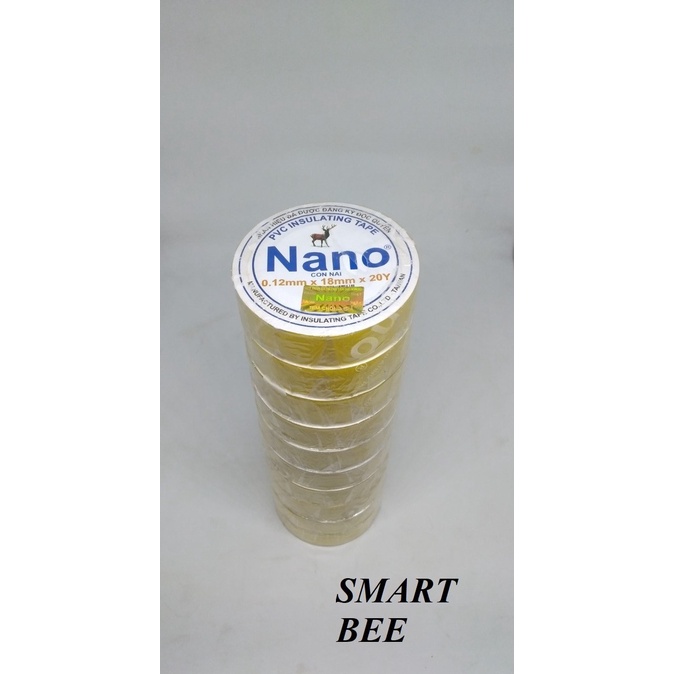 Băng keo điện nano màu vàng, xanh lá, đỏ, xanh dương, trắng sữa 20y