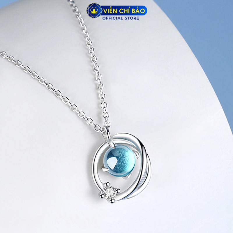 Dây chuyền bạc nữ xi bạch kim Galaxy xanh dương chất liệu bạc 925 thời trang phụ kiện trang sức nữ Viễn Chí Bảo D400119