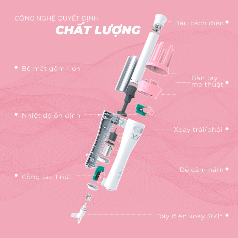 Máy uốn tóc xoăn xoay tự động 360 GDBTHN, máy làm tóc uốn xoăn tự động