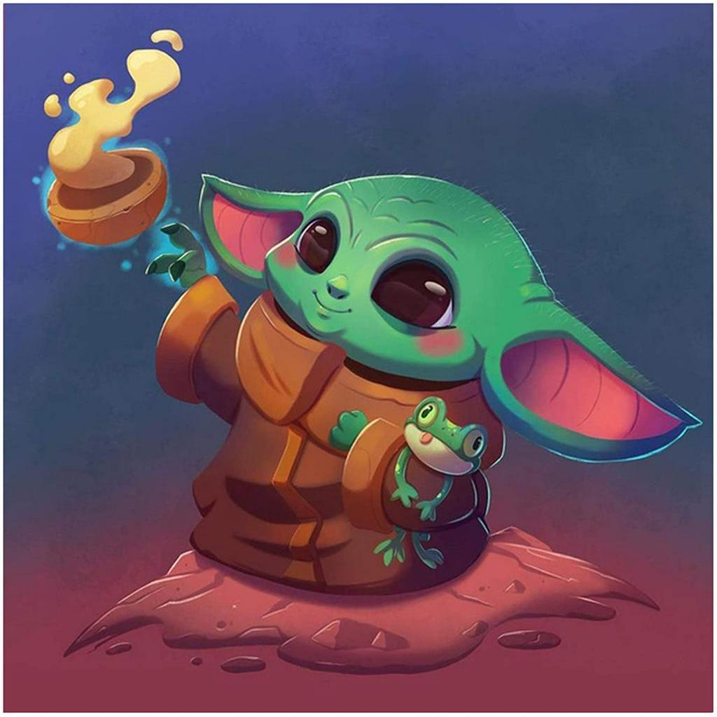 Bộ tranh đính đá 5D tự làm 30×30cm hình con ếch trong Star Wars