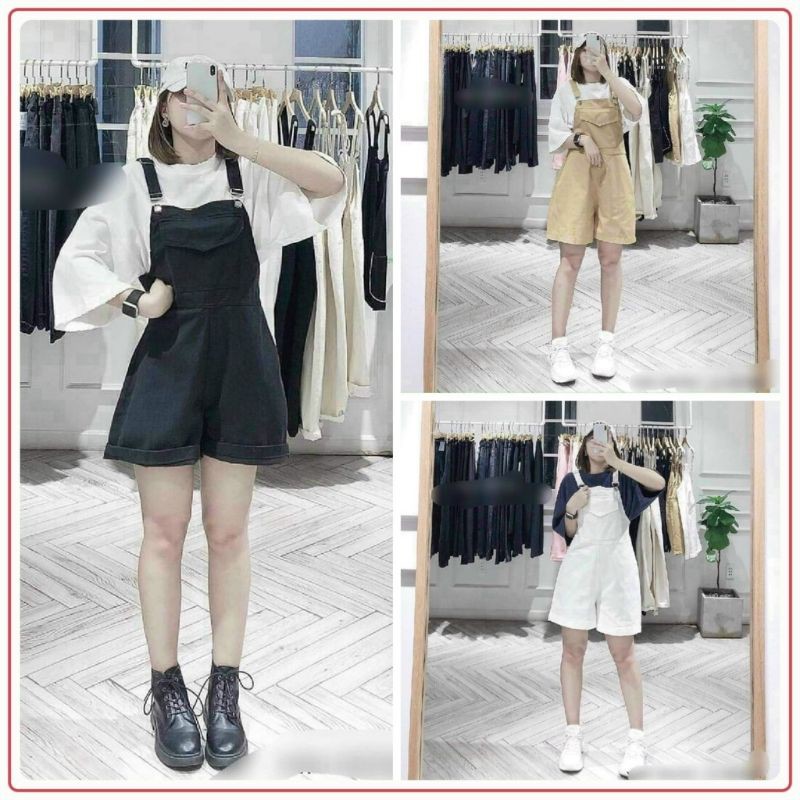 [Chất Đep] Quần yếm kaki đùi năng động💖FREESHIP💖 Yếm quần dáng lửng 2 túi trước dáng cực xinh AD30 | BigBuy360 - bigbuy360.vn