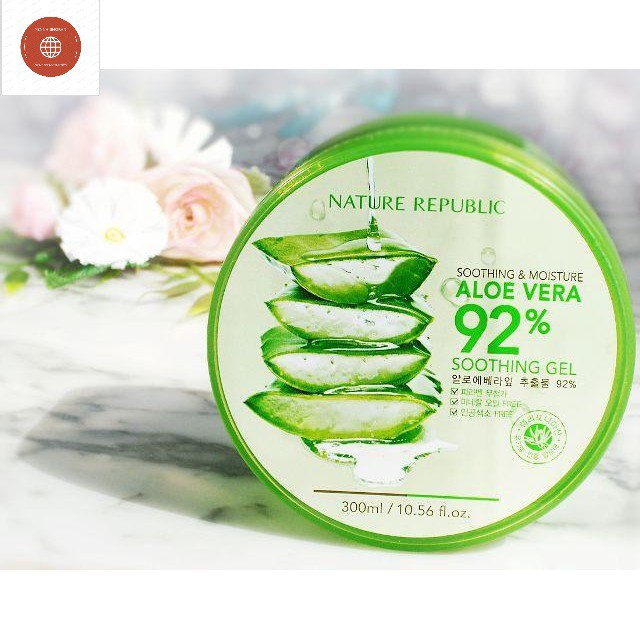 Gel Lô Hội Nature Republic Aloe Vera 92% Soothing Gel 300ml - Gel Nha Đam Đa Năng