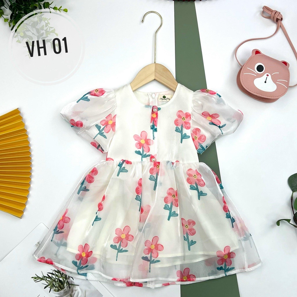 Váy Đầm công chúa bé gái LITIBABY voan kính, hoa size 2, 4, 6, 8, 10 tuổi