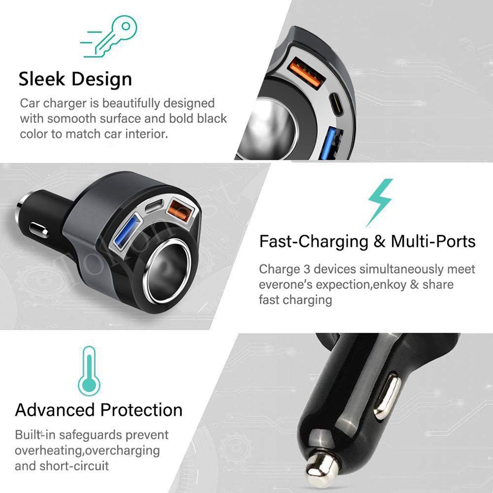 Quick Car Charger USB Type C Charger QC 3.0 USB Car Adapter Plug Fast Charger Mini Car USB Charger For iPhone Samsung