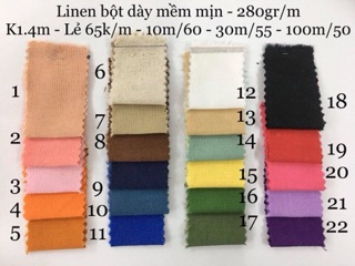[VAIHOA2015] Vải Linen Bột dày 280gr cao cấp - đầm quần đứng dáng <LOẠI 1>