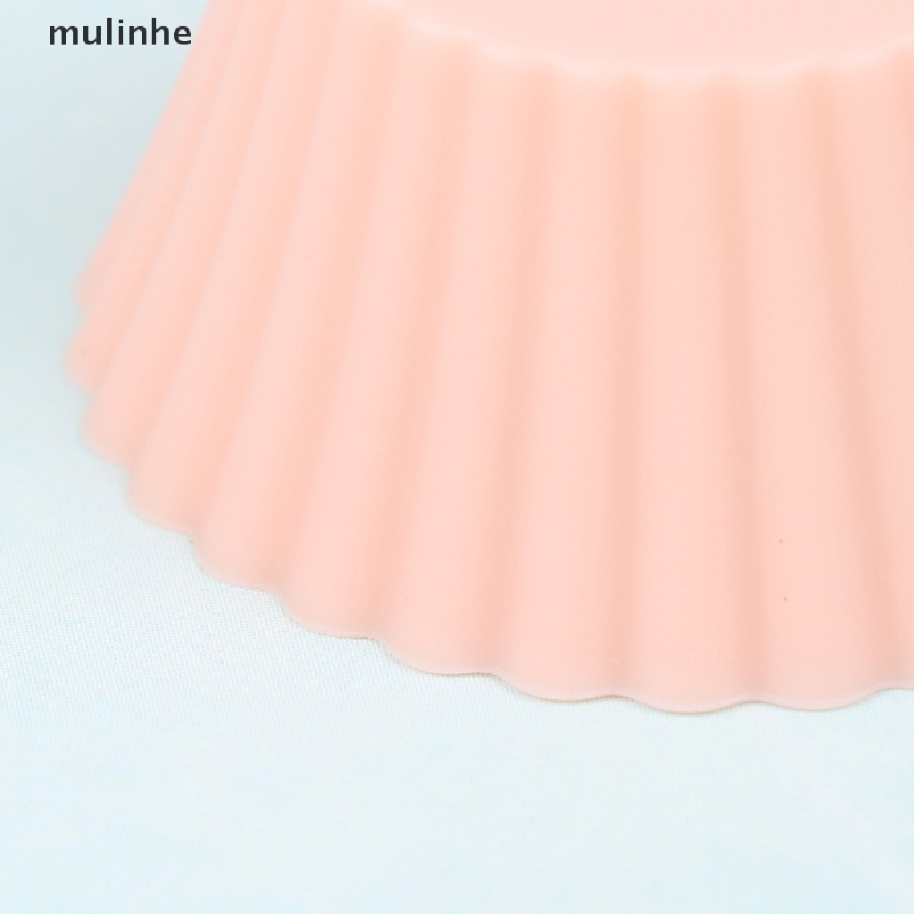 Set 10 Khuôn Silicon Làm Bánh Cupcake Hình Tròn Tiện Dụng