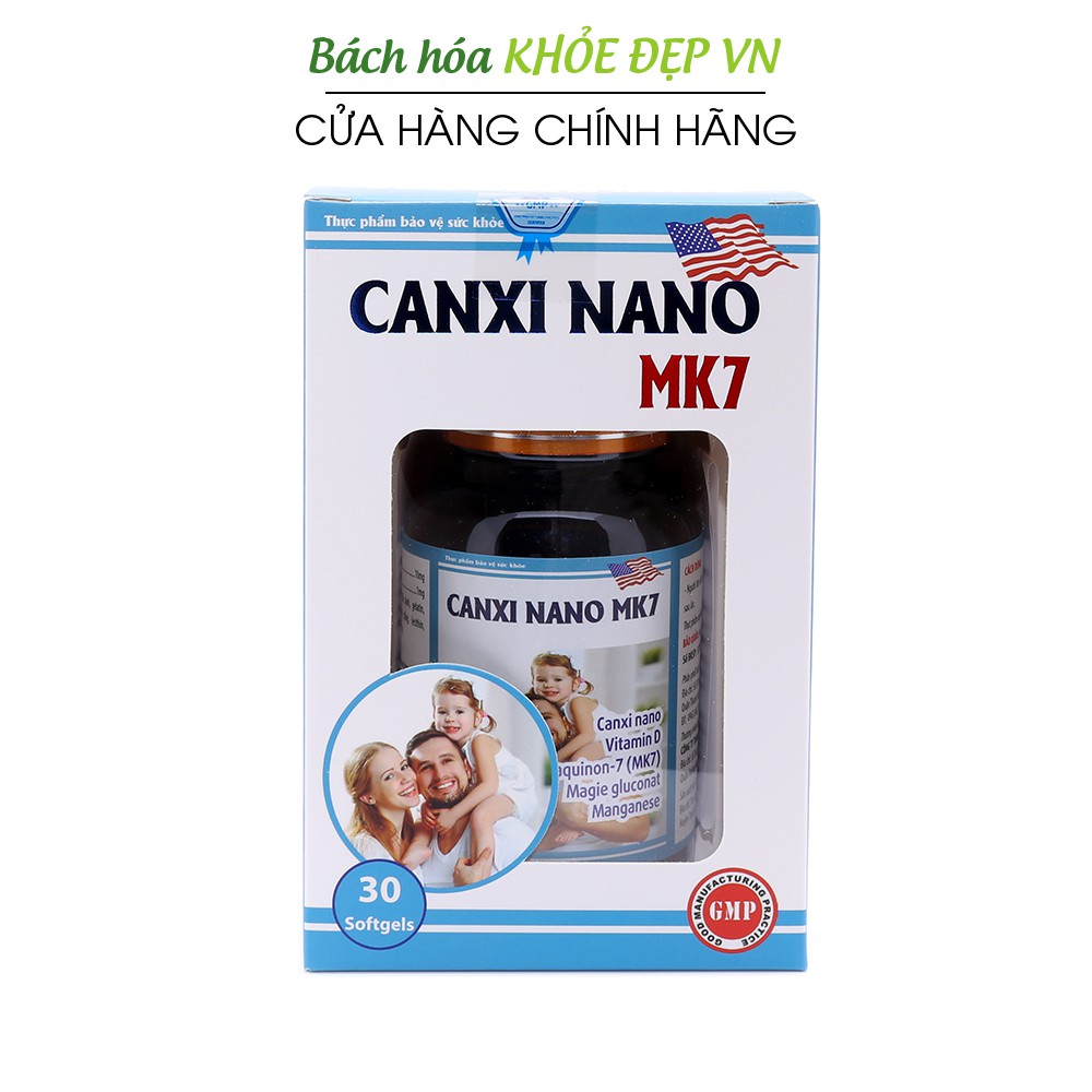 Viên uống Canxi Nano MK7 phát triển chiều cao, chắc khỏe xương - Hộp 30 viên