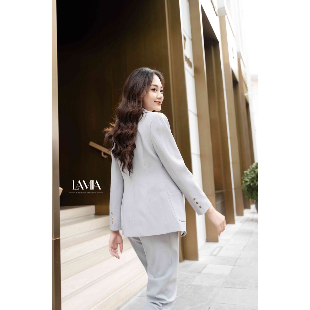 SET VEST NỮ TAY DÀI DÁNG XUÔNG PHỐI QUẦN BAGGY XANH NGỌC LAMIA DESIGN LE111 | BigBuy360 - bigbuy360.vn