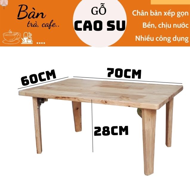 Bàn trà xếp gọn chân tam giác 70x50x28cm bằng gỗ tự nhiên bền đẹp, chắc chắn dùng ăn cơm, uống trà, cafe(màu tự nhiên)