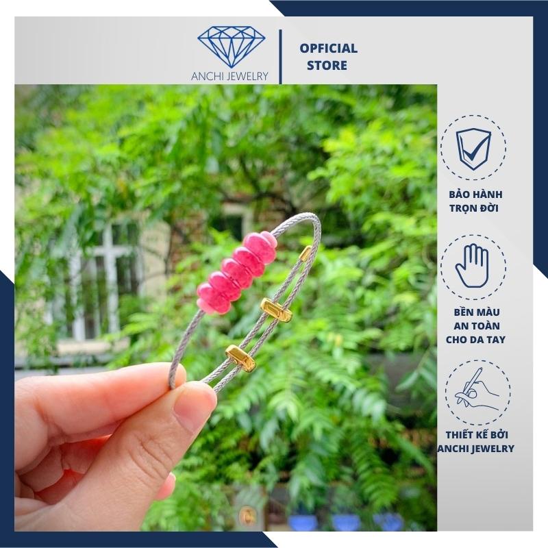 Vòng tay đồng điếu đá đỏ phong thủy mệnh hỏa, thổ. Anchi jewelry