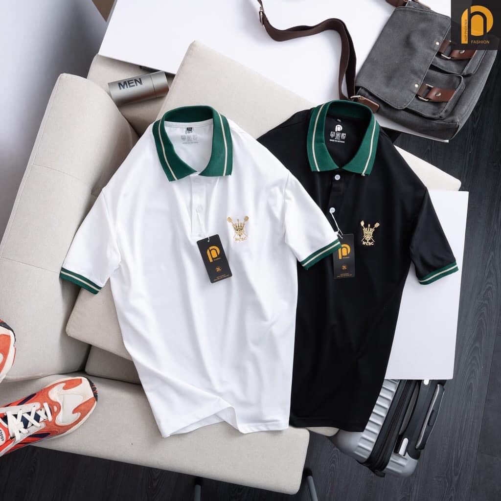 ( XẢ KHO 169K/2C ) Áo cộc tay nam viền cổ xanh tay ngắn cổ bẻ chất thun cotton cá xấu mềm mại thoáng mát
