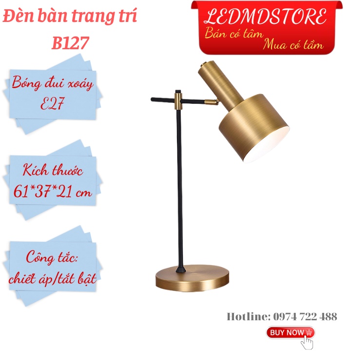 Đèn bàn làm việc B127 theo phong cách Châu Âu, sử dụng trong phòng học, phòng ngủ, phòng đọc sách, làm việc