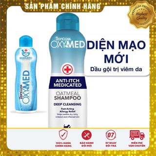 SỮA TẮM ĐẶC TRỊ NẤM DA VIÊM DA NGỨA DA CHO CHÓ MÈO TROPICLEAN OXYMED -TropiClean OxyMed