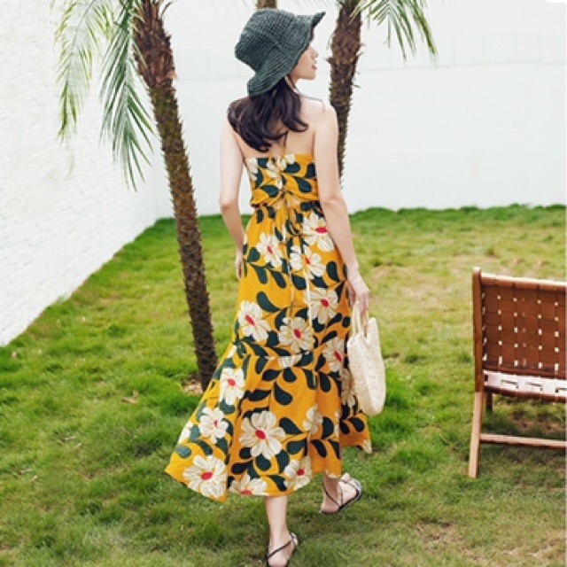 Đầm maxi 2 dây hở lưng màu xinh hottrend | BigBuy360 - bigbuy360.vn