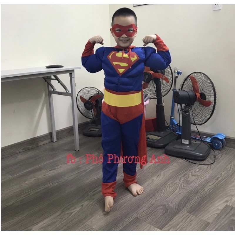 Trang Phục Siêu Nhân Superman Trẻ em hóa trang Quần áo siêu anh hùng bé Trai