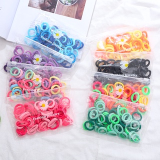 Set 50 Dây Buộc Tóc Co Giãn Nhiều Màu Sắc Phong Cách Hàn Quốc Cho Bé