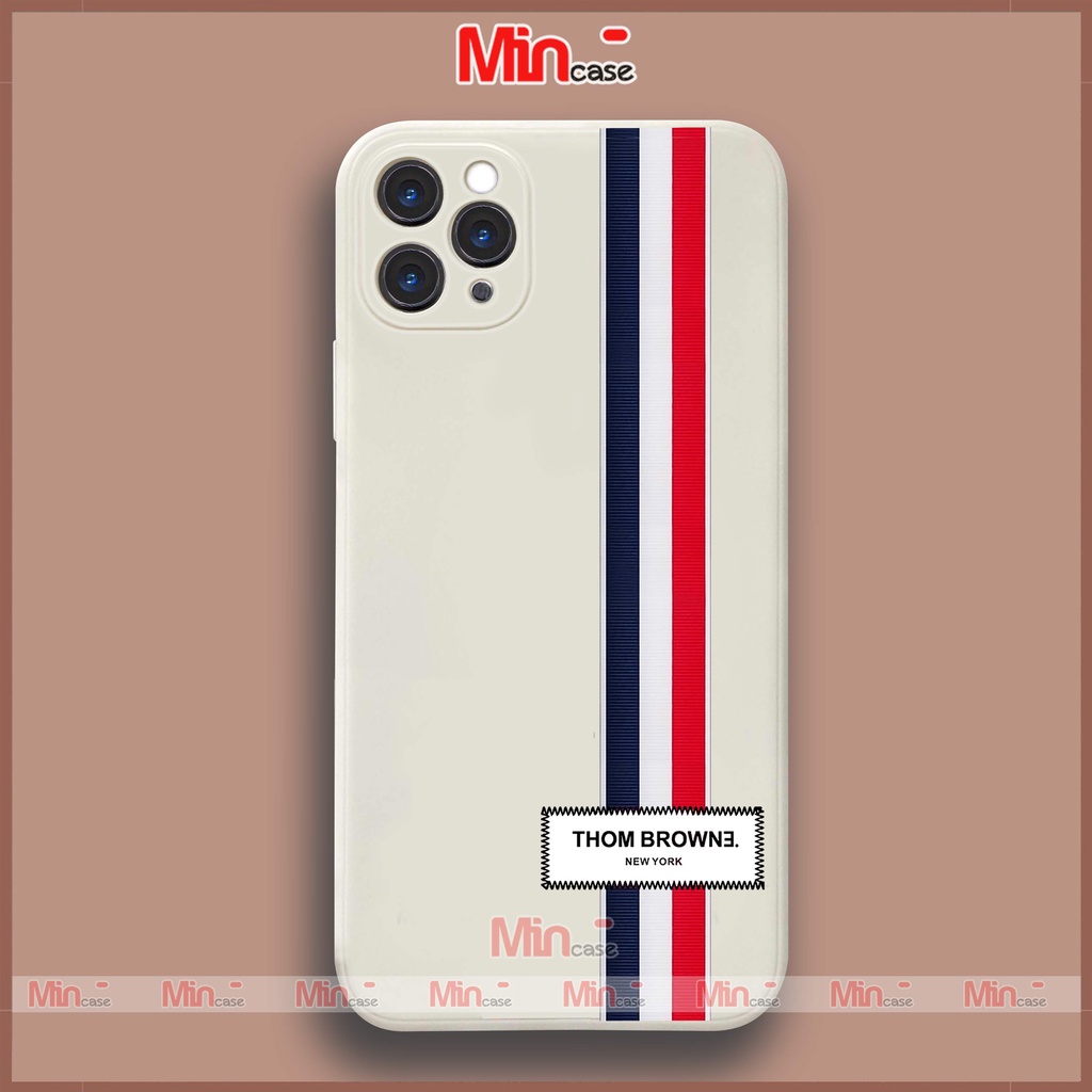 Ốp lưng iPhone Thom Browne cạnh viền vuông silicon mềm dẻo bảo vệ cam iphone ip 6/6s/7/8/X/XS/11/12/13/14 Pro Plus Max