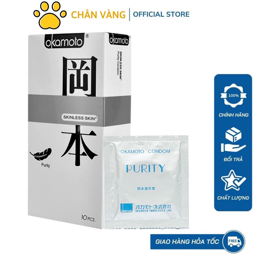 Combo 2 Hộp Bao Cao Su Okamoto Skinless Skin Purity Không Mùi Tinh Khiết Hộp 10 Cái