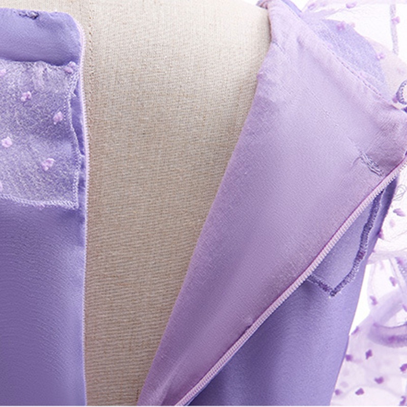 Đầm Chiffon Dáng Chữ A Lưng Cao Tay Loe Phối Bèo Họa Tiết Hoa Xinh Xắn Cho Bé Gái